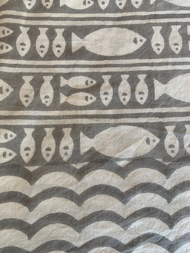 Stripe Fish Tablecloth- Grey 60x120