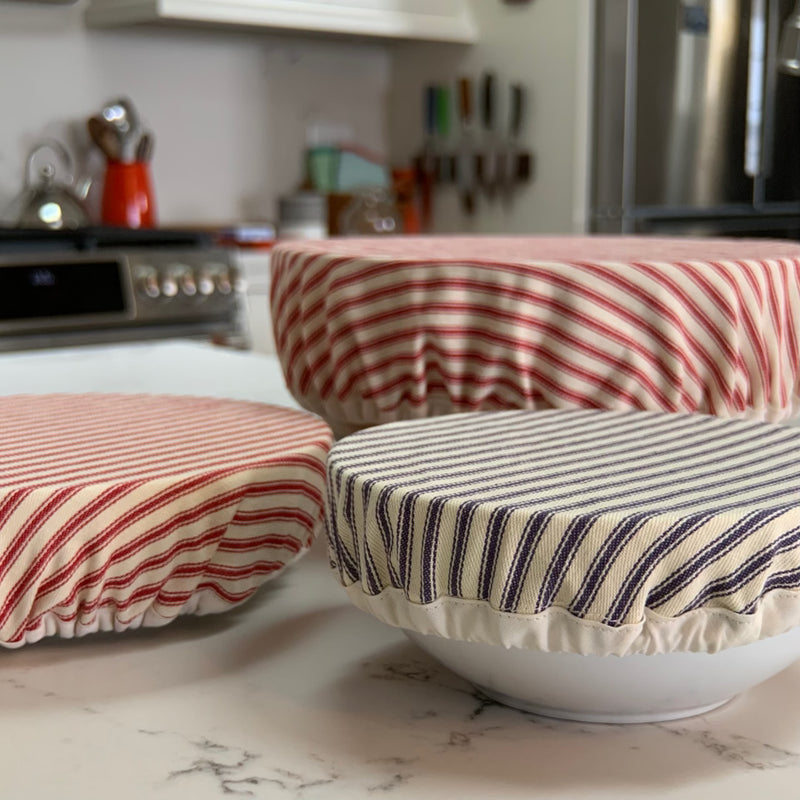 Bowl Cover Small - Red Ticking